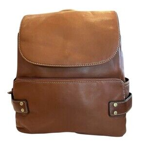 Wilsons Leather Genuine Leather Vintage Flap Backpack Purse Brown Medium Y2K
